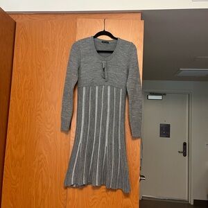 VENUS Gray Knit Dress with Ribbing